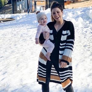 VICI STRIPED POCKETED CARDIGAN